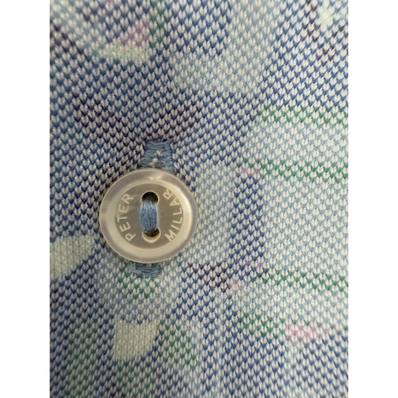 Peter Millar Mens Polo Shirt Cascata Golf Club Sz Large Crown Crafted Wine Print - Picture 6 of 12